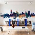 Memphis Tennessee Skyline Blue & Bronze Mural Wallpaper - room preview 05