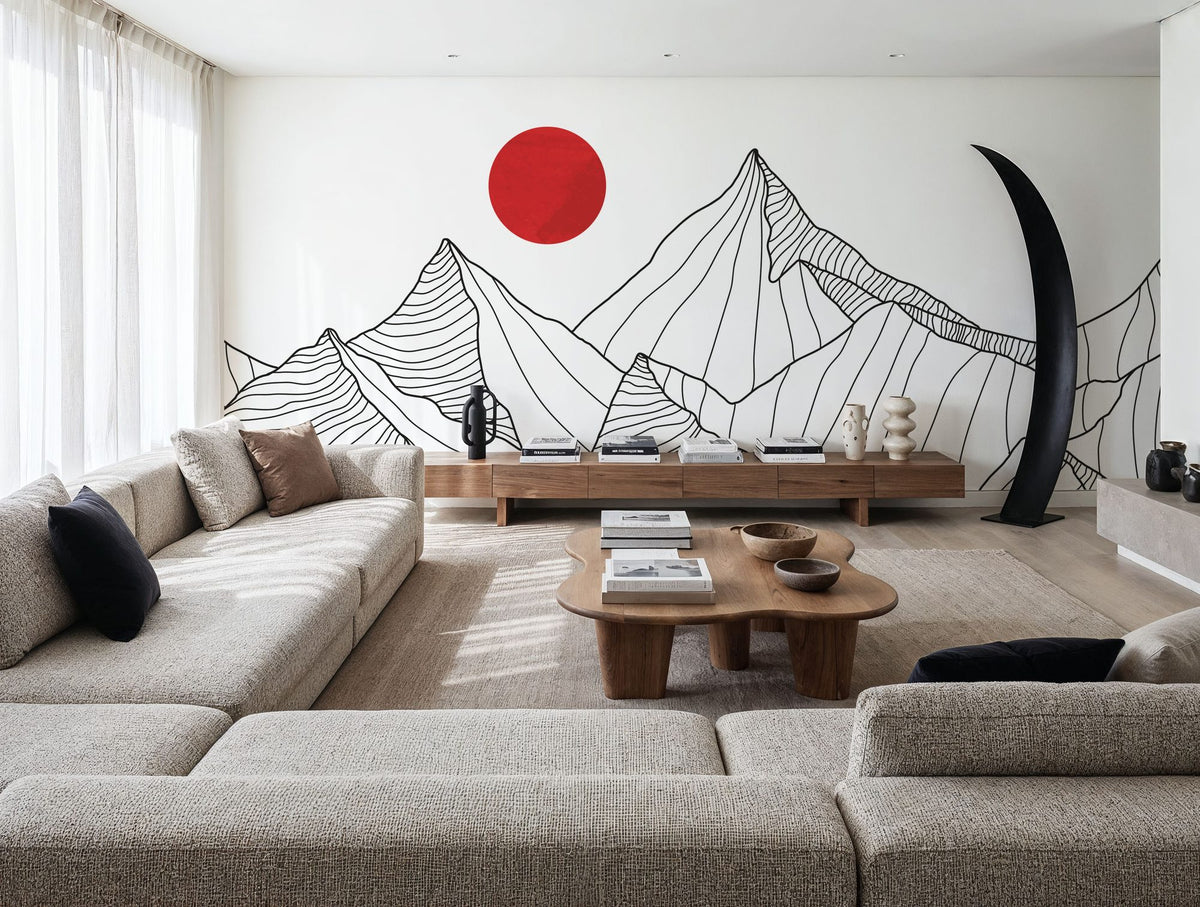 Line Mountain Sun Mural Wallpaper - room preview 05
