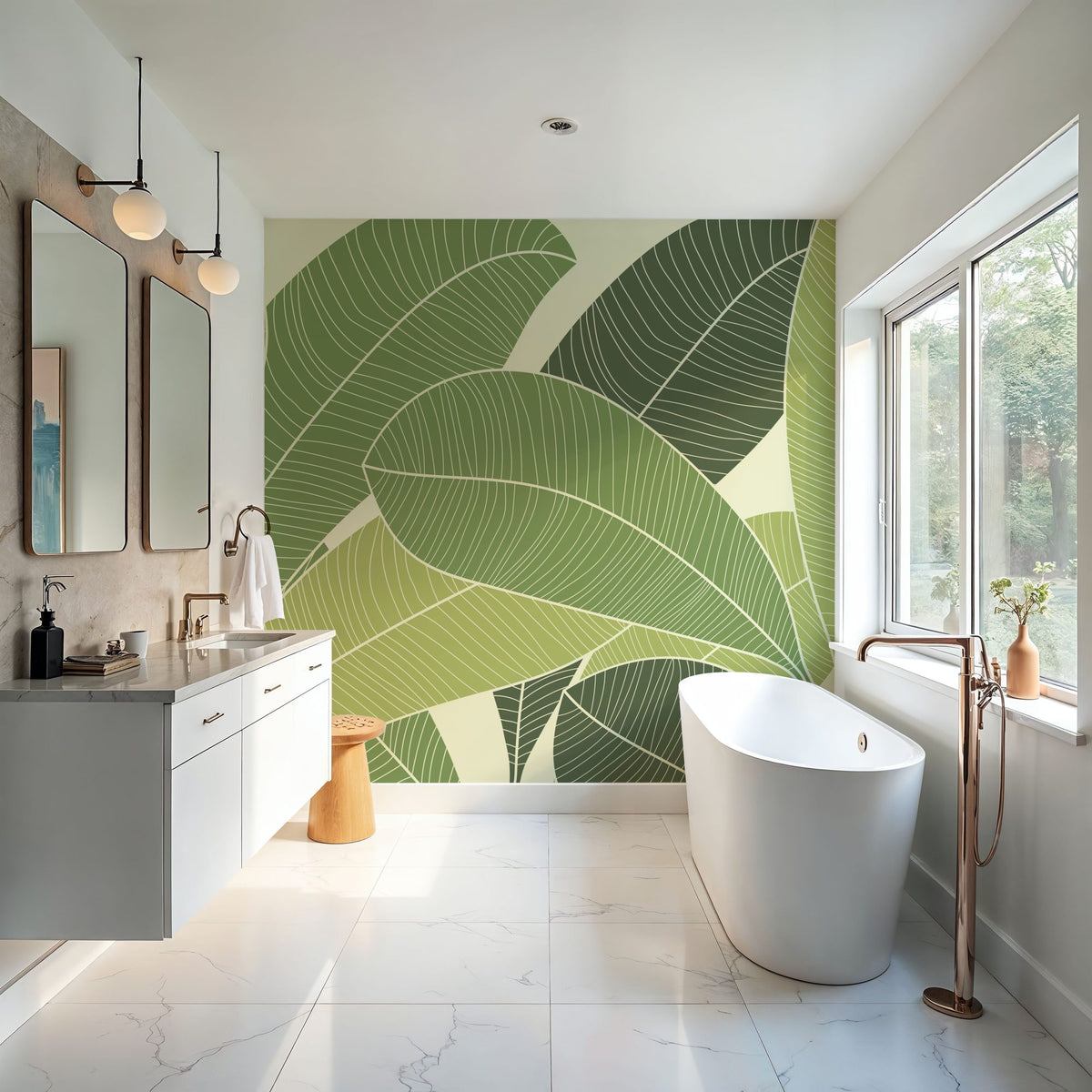 70s Monstera Mural Wallpaper - room preview 05