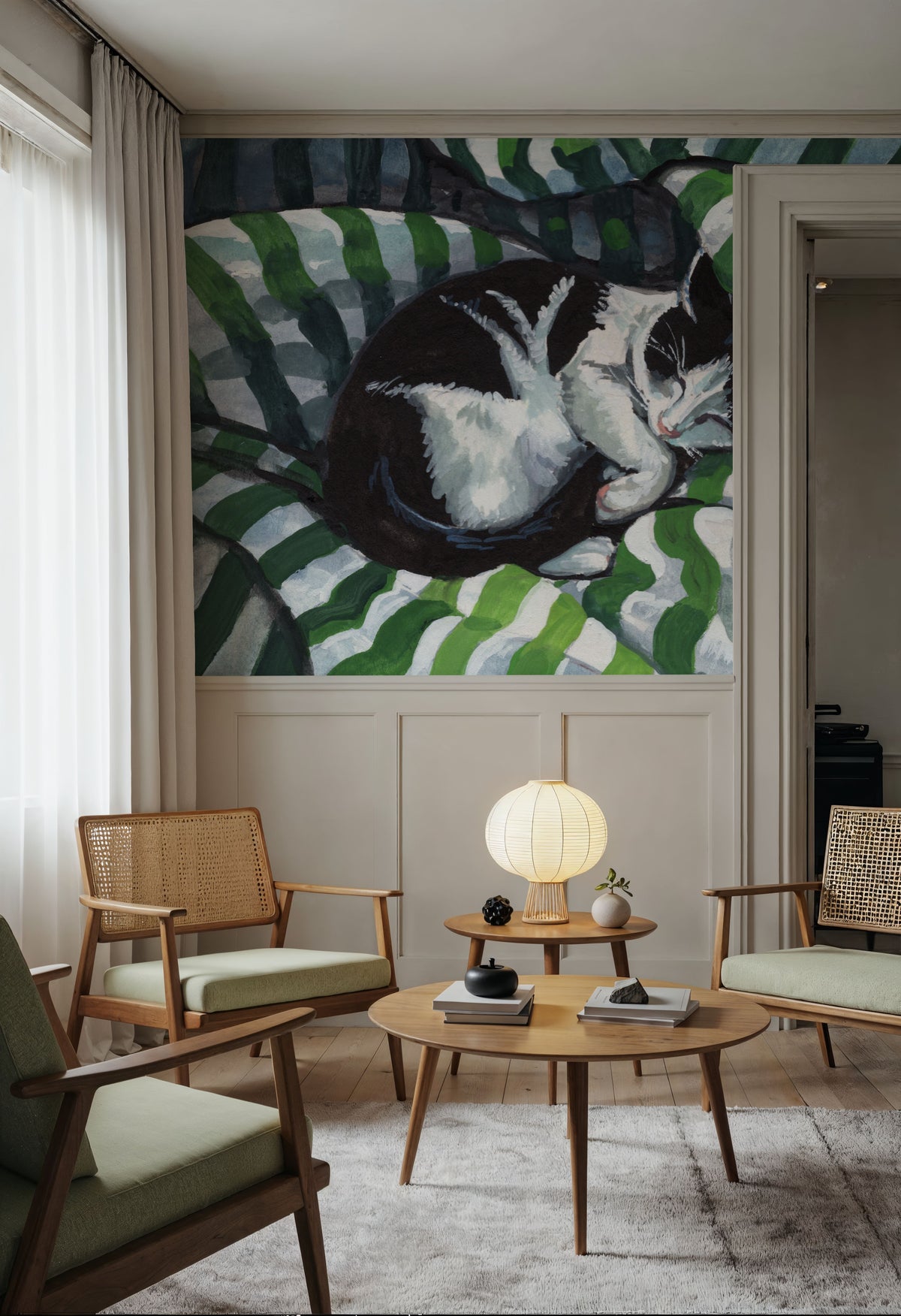 Tuxedo Cat Nap Mural Wallpaper - room preview 05