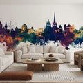 Lausanne Switzerland Skyline Blue & Bronze Mural Wallpaper - room preview 05
