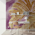 High Grunge Leaves Mural Wallpaper - Red Tone - room preview 05
