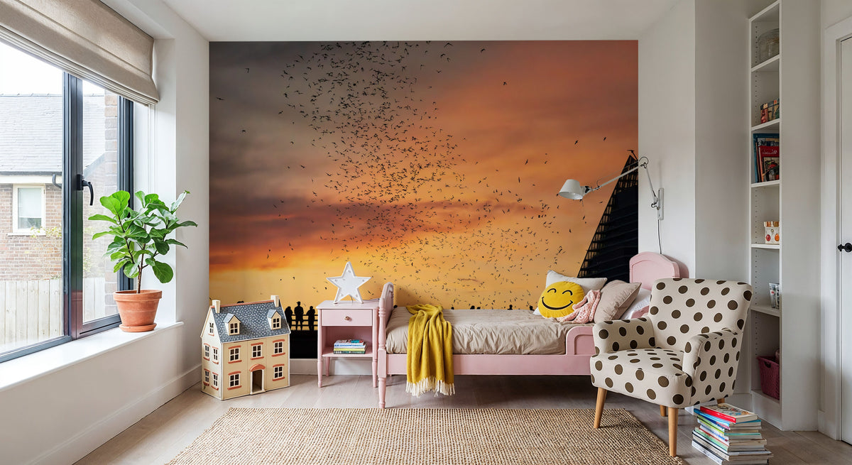 Congress Avenue Bridge Bats Mural Wallpaper - room preview 05