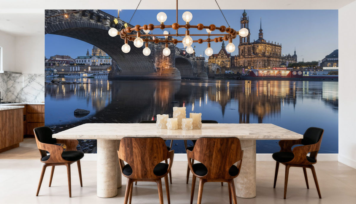 Twilight Bridge Mural Wallpaper - Blue Tone - room preview 05
