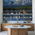 Mountain Lake Reflection Deep Blue Mural Wallpaper - room preview 05