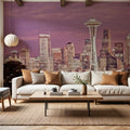 Pink Twilight Metropolis Mural Wallpaper - room preview 05
