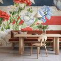 Red White and Blue Floral VI Mural Wallpaper - room preview 05