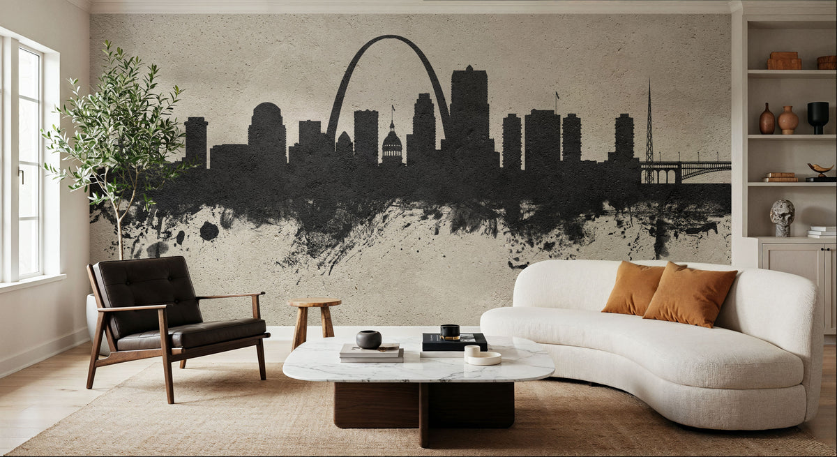 St Louis Missouri Skyline Concrete Mural Wallpaper - room preview 05
