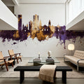 Lima Peru Skyline Purple & Gold Mural Wallpaper - room preview 05