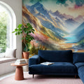 Colorful Mountain Valley Landscape Mural Wallpaper - room preview 05