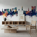 Ithaca New York Skyline Blue & Bronze Mural Wallpaper - room preview 05