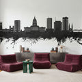 Topeka Wyoming Skyline Black & White Mural Wallpaper - room preview 05