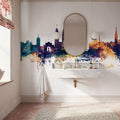 Zurich Switzerland Skyline Blue & Bronze Mural Wallpaper - room preview 05