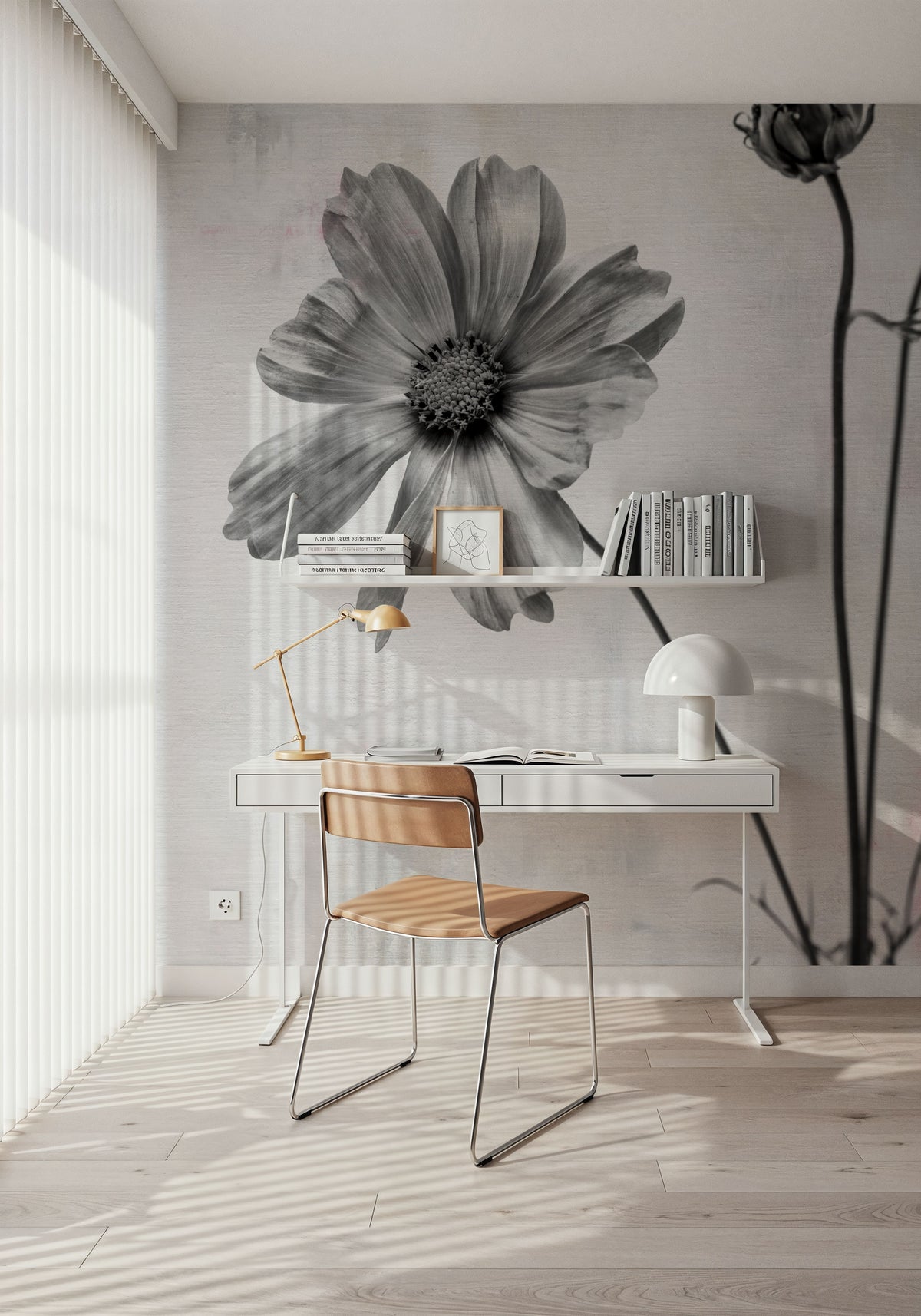 Wonderful Wildflowers XVII Neutral Mural Wallpaper - room preview 05