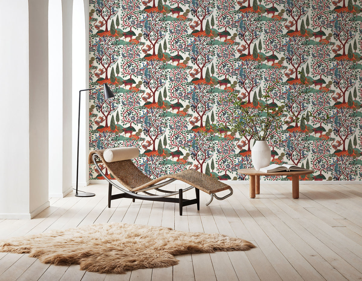 Garden of Myth and Memory Pattern, White Mural Wallpaper - room preview 05