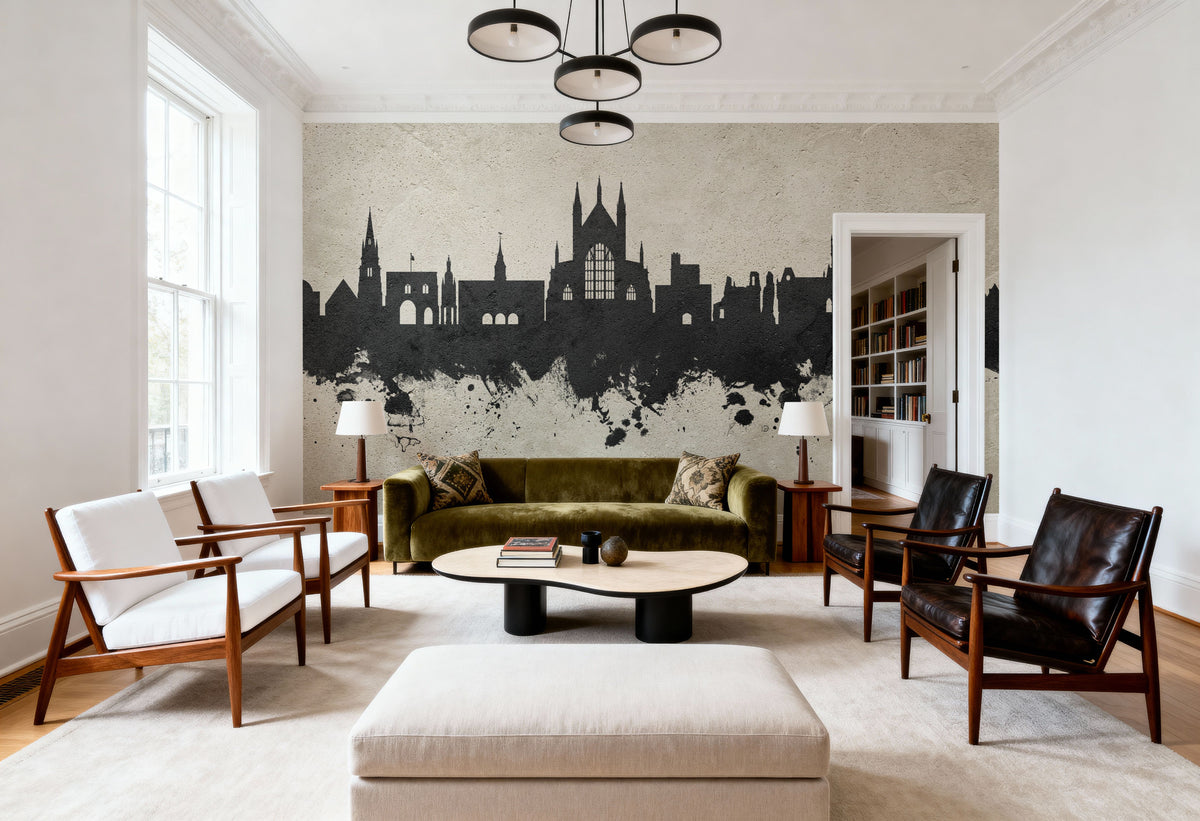 Winchester England Skyline Concrete Mural Wallpaper - room preview 05
