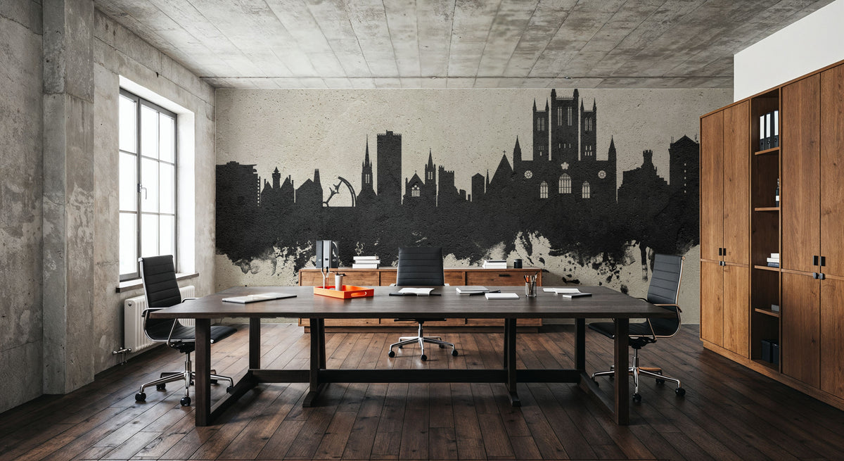 Lincoln England Skyline Concrete Mural Wallpaper - room preview 05