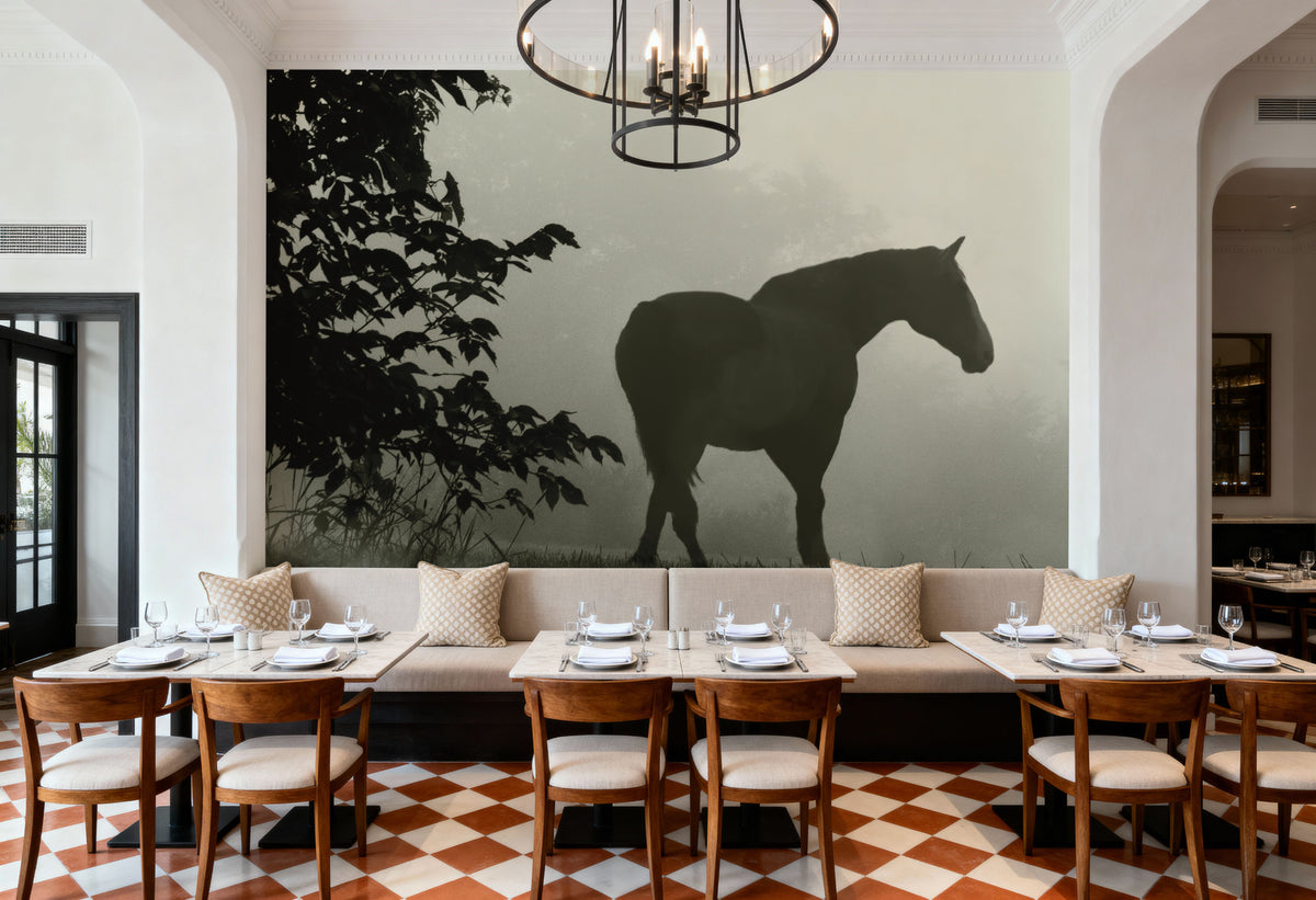 Morning Meadow Horses II Mural Wallpaper - room preview 05