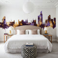 Karachi Pakistan Skyline Purple & Gold Mural Wallpaper - room preview 05