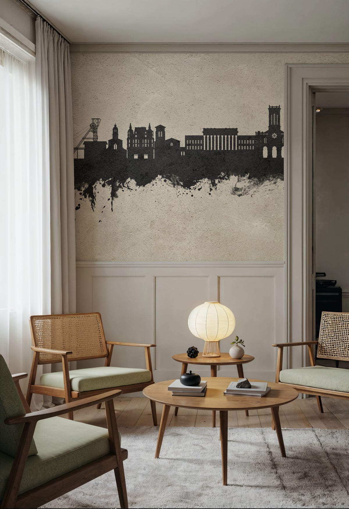Saint-Étienne France Skyline Concrete Mural Wallpaper - room preview 05