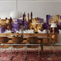 Nice France Skyline Purple & Gold Mural Wallpaper - room preview 05