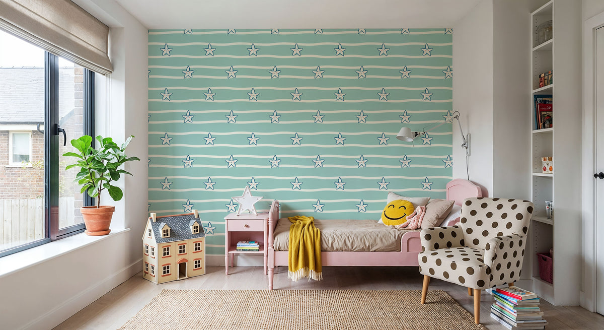 Starfish on the Line Mural Wallpaper - room preview 05