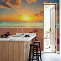 Golden Shore Sunrise Mural Wallpaper - Red Tone - room preview 05