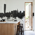 Malmö Sweden Skyline Black & White Mural Wallpaper - room preview 05