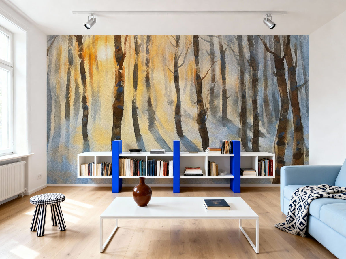 Winterlight Woods Mural Wallpaper - room preview 05