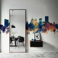 Oklahoma City Skyline Blue & Bronze Mural Wallpaper - room preview 05