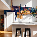 Salisbury England Skyline Blue & Bronze Mural Wallpaper - room preview 05