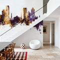 Umm Al Quwain Skyline Purple & Gold Mural Wallpaper - room preview 05