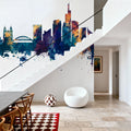 Vilnius Lithuania Skyline Blue & Bronze Mural Wallpaper - room preview 05