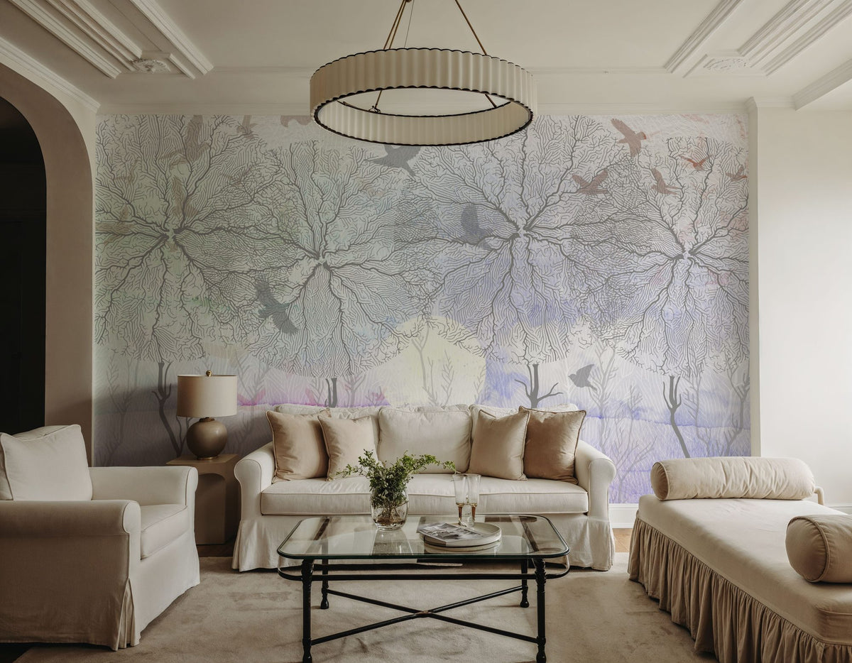 Shade of Trees Lilac Mural Wallpaper - room preview 05