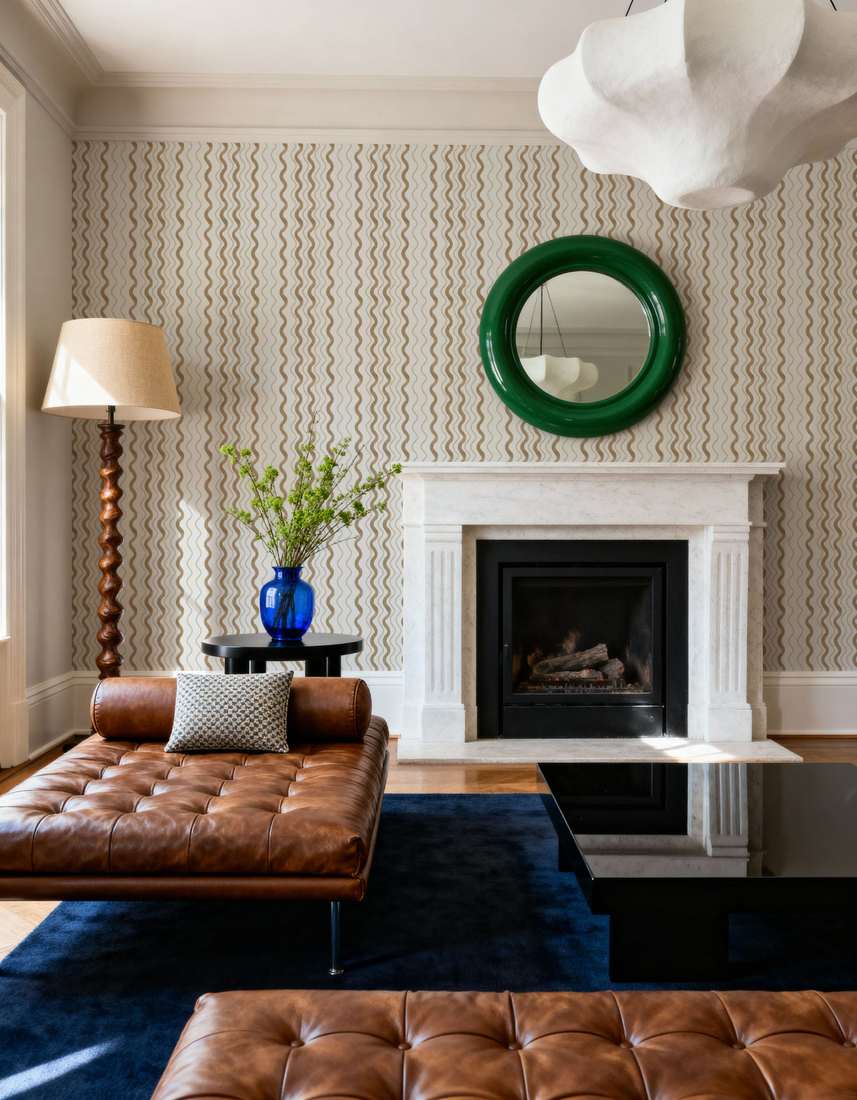 Wavy Stripes, Mocha Mural Wallpaper - room preview 05