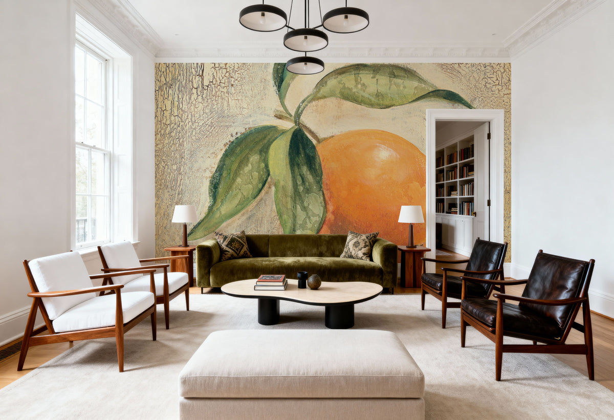 L Orange Mural Wallpaper - room preview 05