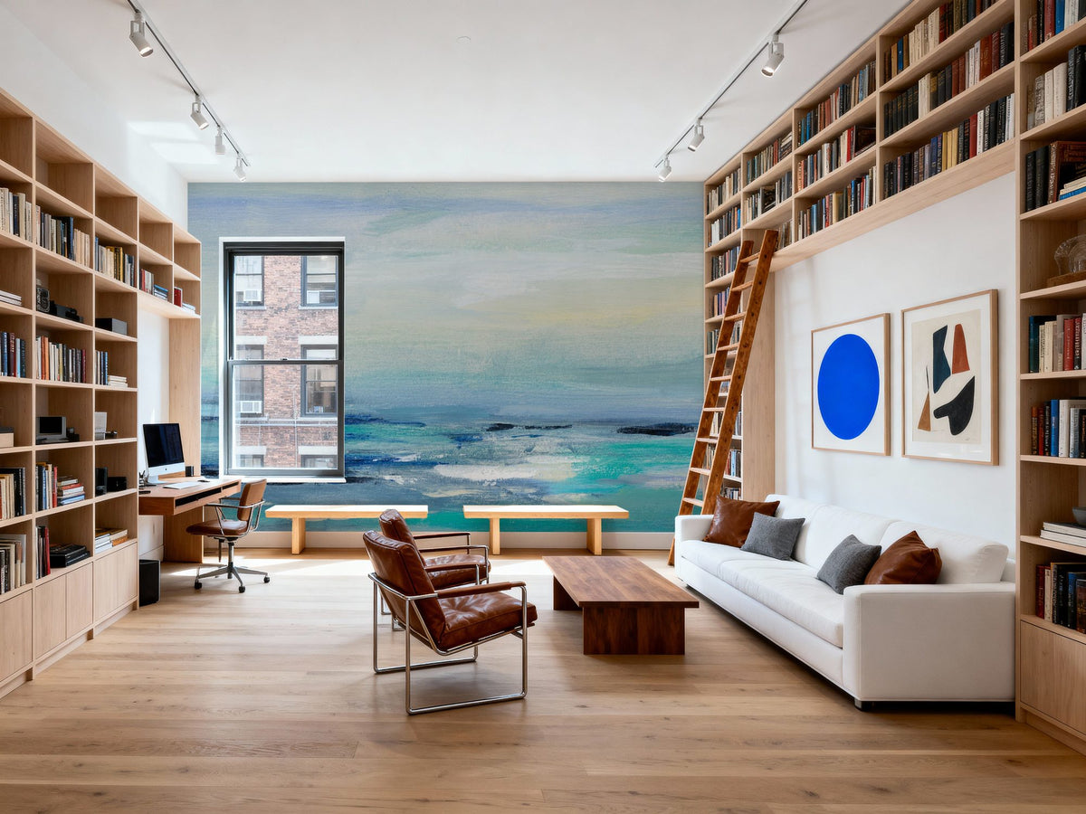 Turquoise Sea Waves II Mural Wallpaper - room preview 05