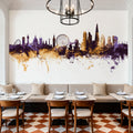 London Skyline Purple & Gold Mural Wallpaper - room preview 05