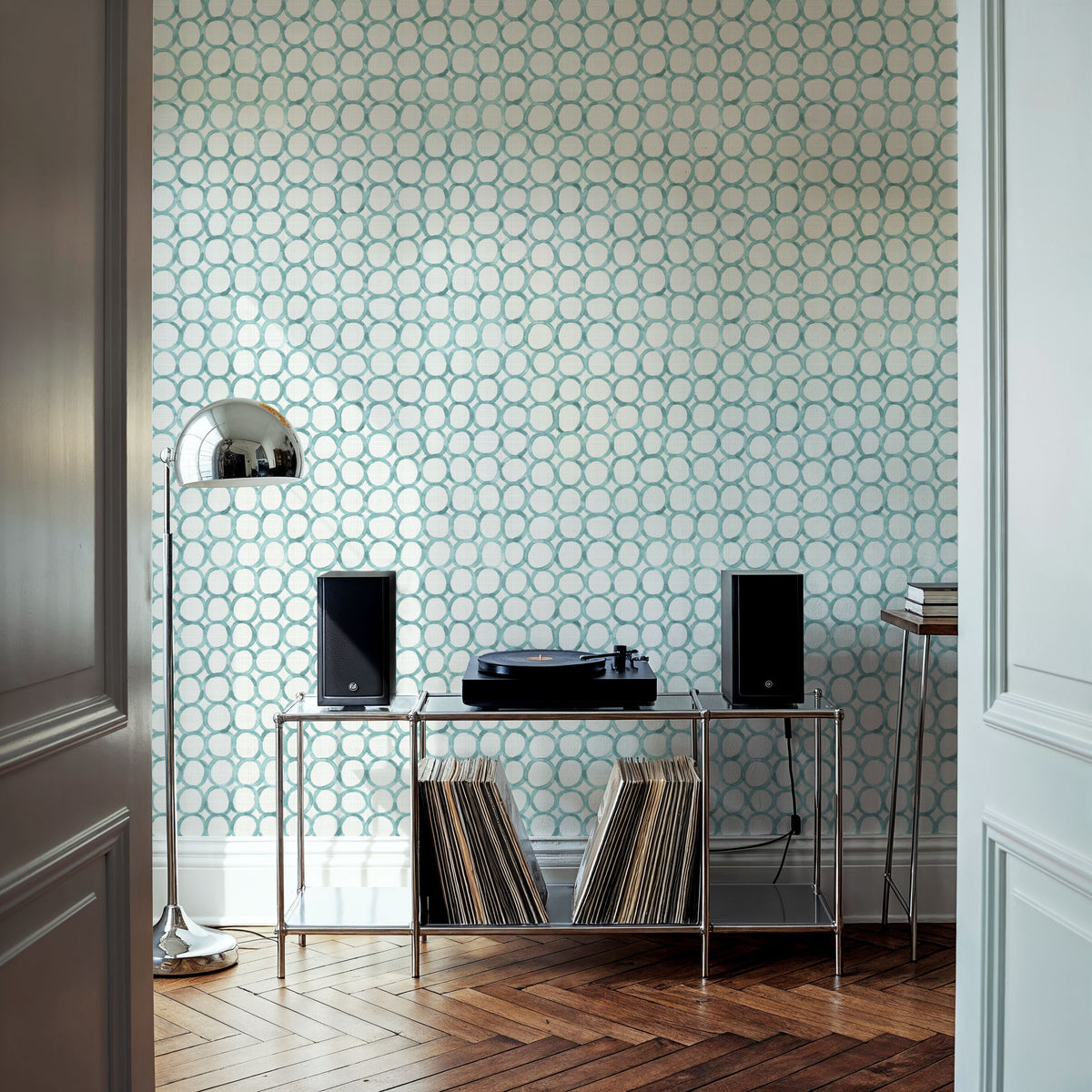 Mixed Blue Circles Mural Wallpaper - room preview 05