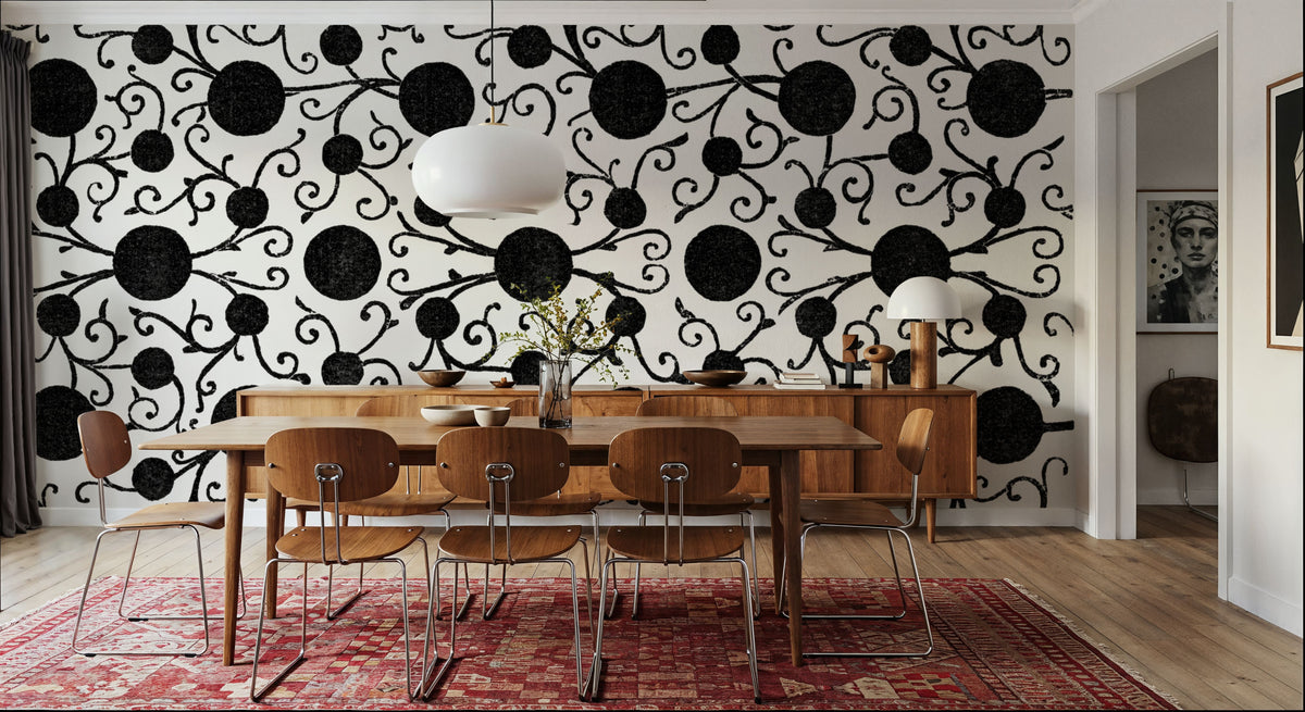 Botanical Black Mural Wallpaper - room preview 05