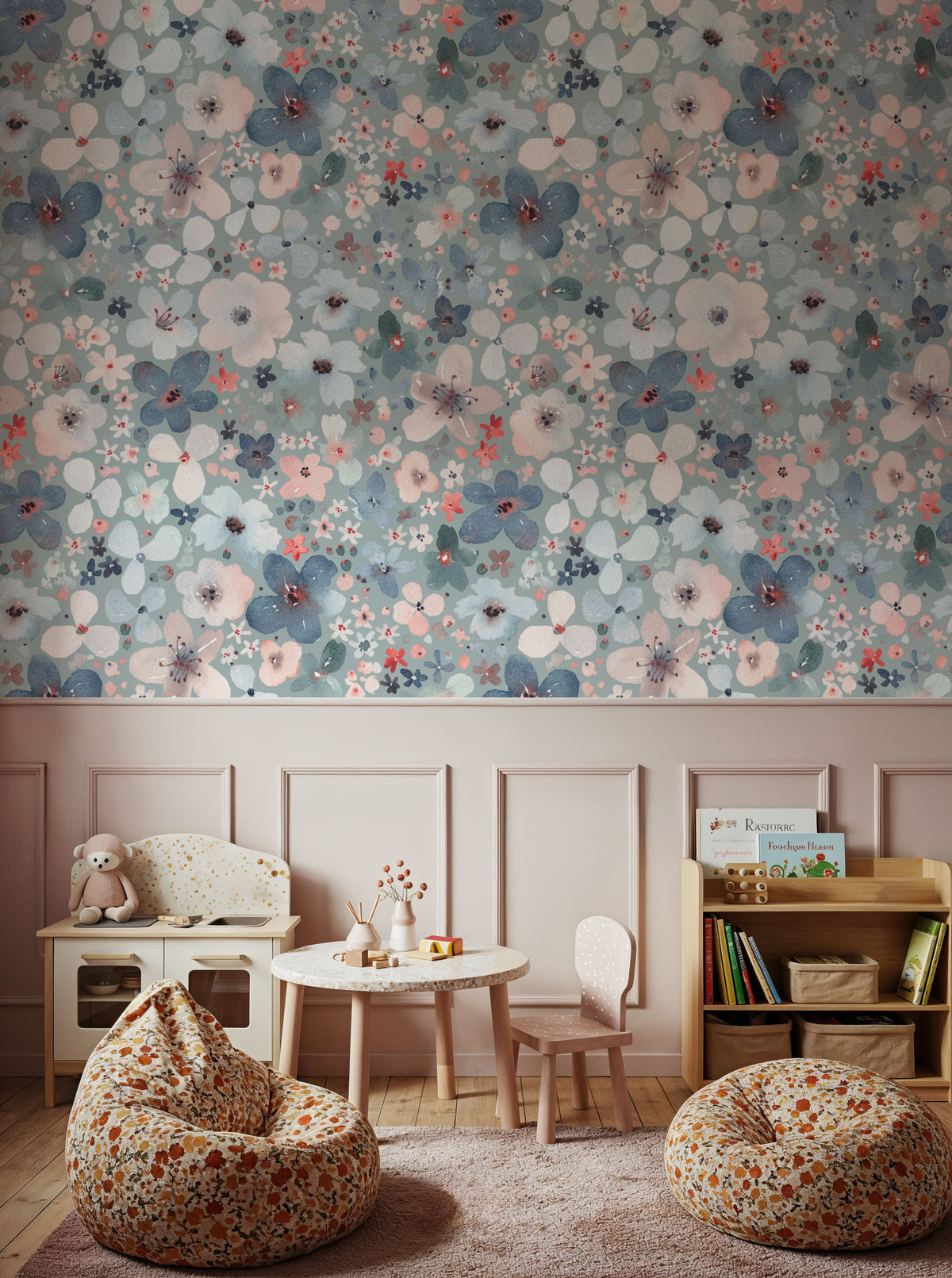 Wildflowers Mural Wallpaper - Neutral Tone - room preview 05