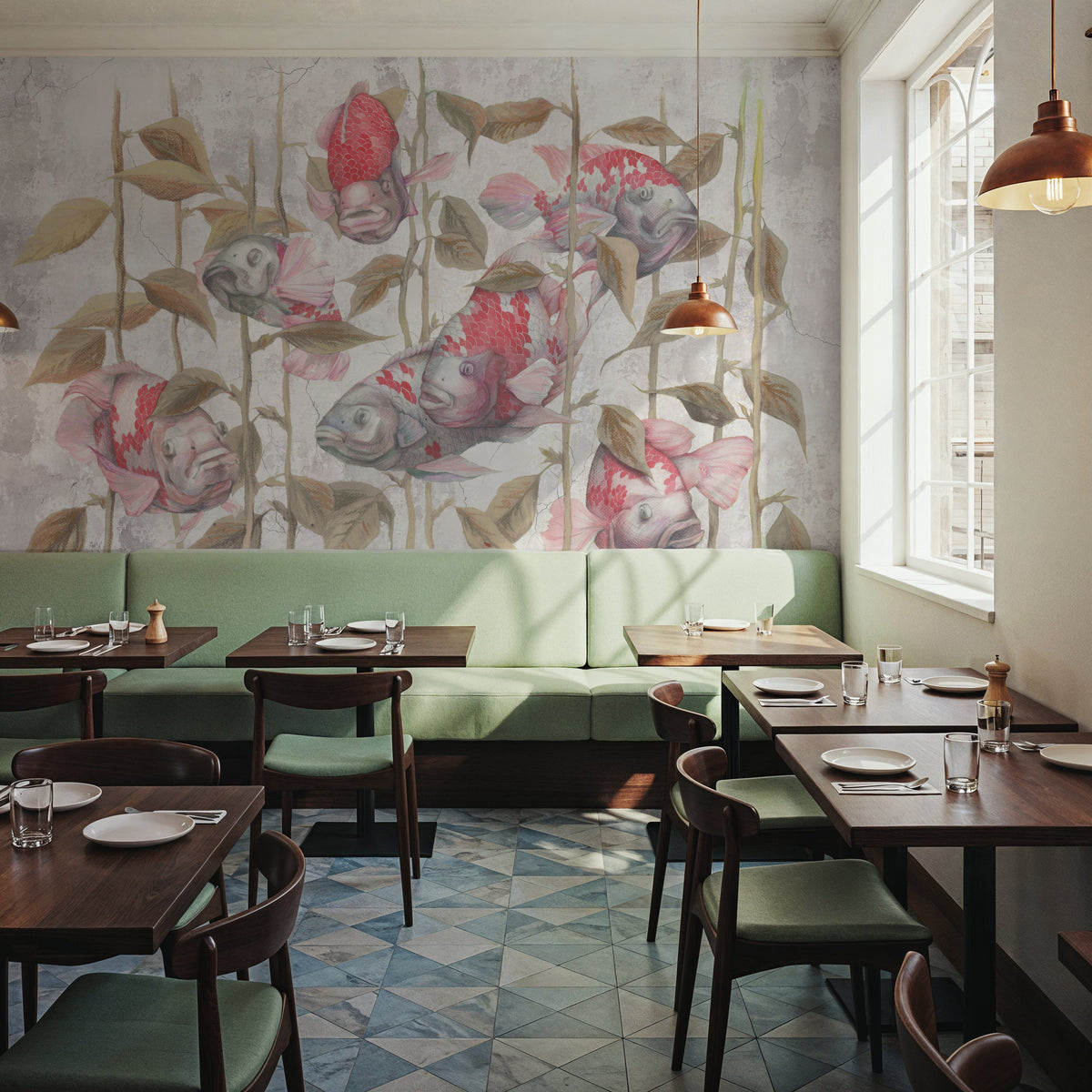 Fish Meeting Mural Wallpaper - room preview 05