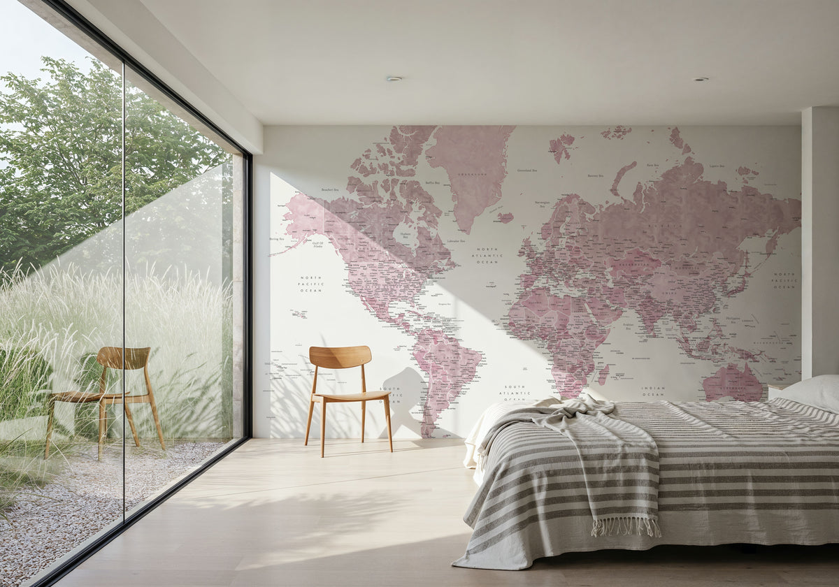 World Map Cities - Melit Mural Wallpaper - room preview 05