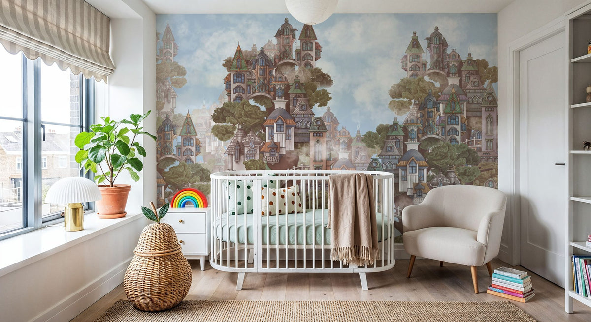 Treehouse Neighborhood Warm Mural Wallpaper - room preview 05