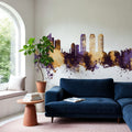 Islamabad Pakistan Skyline Purple & Gold Mural Wallpaper - room preview 05
