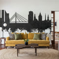 Riga Latvia Skyline Black & White Mural Wallpaper - room preview 05