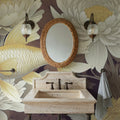 Dancing Fish, Yellow on Brown Mural Wallpaper - room preview 05