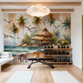 Island Serenity in Abstract Watercolor Mural Wallpaper - room preview 05