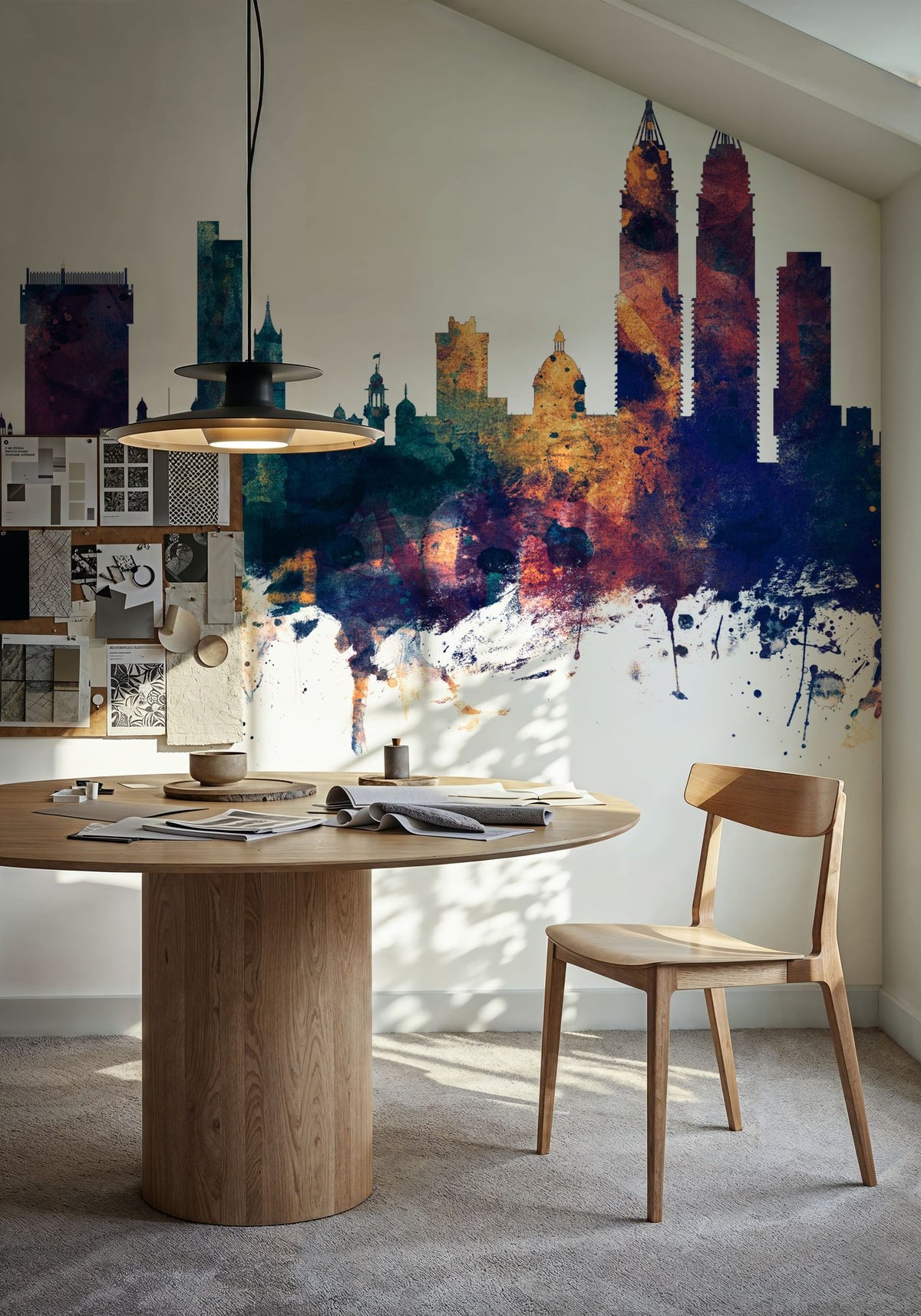 Mumbai Skyline India Bombay Blue & Bronze Mural Wallpaper - room preview 05