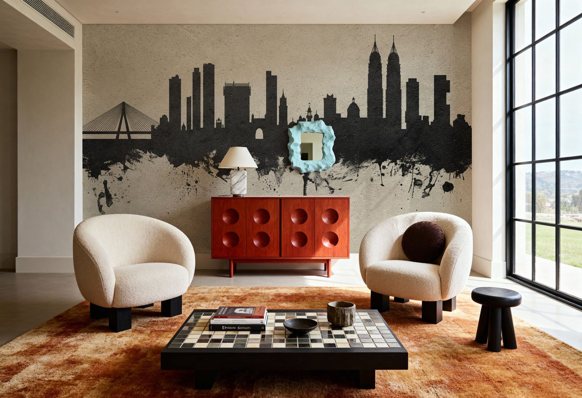 Mumbai Skyline India Bombay Concrete Mural Wallpaper - room preview 05